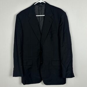 Canali 100% Wool Blazer Mens Size 52 Sports Jacket Coat‎ Pin Stripe Black Italy